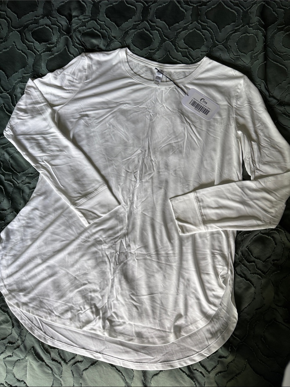 ZYIA White Perfect Slit Swoop Long Sleeve T